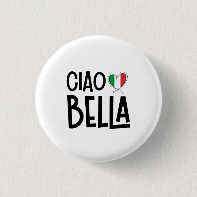 Ciao Bella– Cute Italy Heart Button (Front)