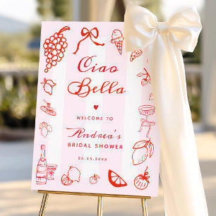 Ciao Bella Hand Drawn Bridal Shower Welcome Sign