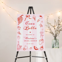 Ciao Bella Hand Drawn Bridal Shower Welcome Sign