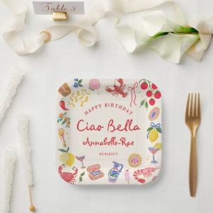 Ciao Bella Italian Birthday Custom Name Paper Plates