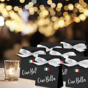 Ciao Bella Italian Elegant Script Black  Favor Boxes