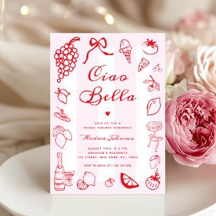 Ciao Bella Italian Hand Drawn Lemon Bridal Shower Invitation