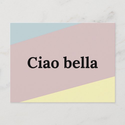 Ciao bella italian language lettering postcard