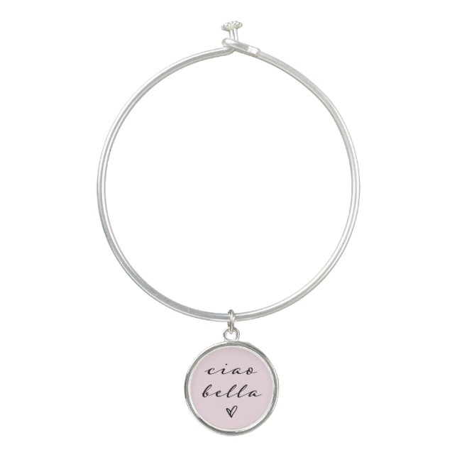 Ciao Bella | Italian Modern Script with Heart  Bangle Bracelet (Front)