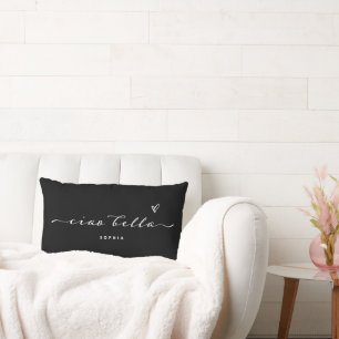 Ciao Bella   Italian Modern Script with Heart Lumbar Pillow