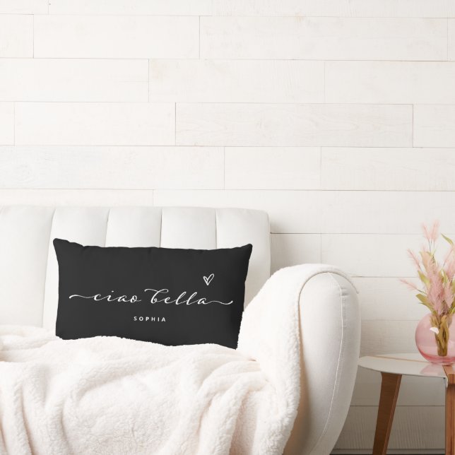 Ciao Bella | Italian Modern Script with Heart Lumbar Pillow (Couch)