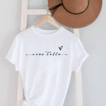 Ciao Bella | Italian Modern Script with Heart T-Shirt<br><div class="desc">Hello,  beautiful! This black and white Italian language shirt will add stylish chic to any of your outfits. Modern,  elegant black script typography appears with a hand-drawn heart,  for a shirt that will be perfectly understood in Italy or anywhere your travels take you!</div>