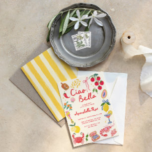 Ciao Bella Italian Riviera Stripe Birthday Party Invitation
