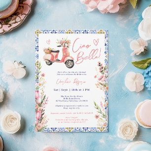 Ciao Bella Italian Scooter Floral Bridal Shower Invitation