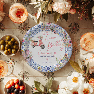  Ciao Bella Italian Scooter Floral Bridal Shower Paper Plates