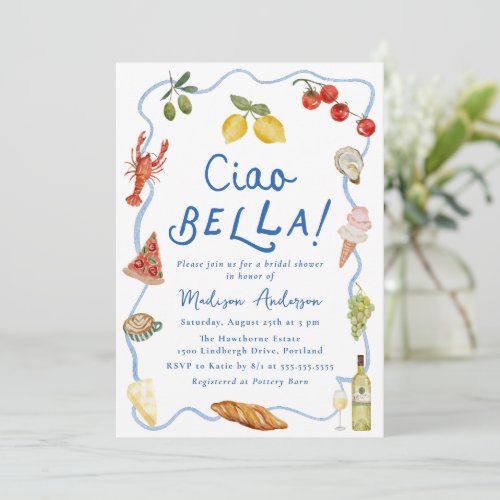 Ciao Bella Italian Summer Bridal Shower Invitation