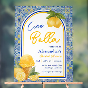 Ciao Bella Italian Tile Lemon Gelato Bridal Shower Acrylic Sign