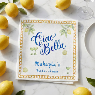 Ciao Bella lemon Italian Amalfi Bridal Shower Napkins