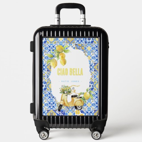 Ciao Bella  Mediterranean Tile Lemon Monogram Luggage