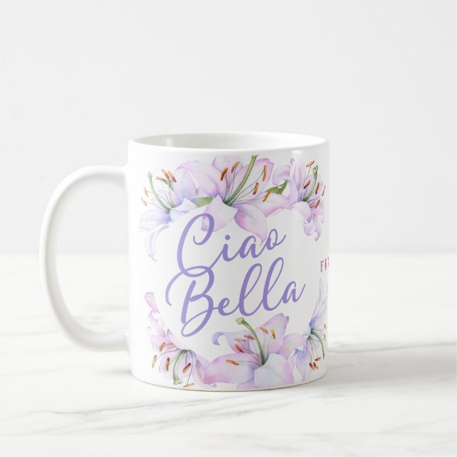 Ciao Bella Personalized Lillies  Coffee Mug (Left)