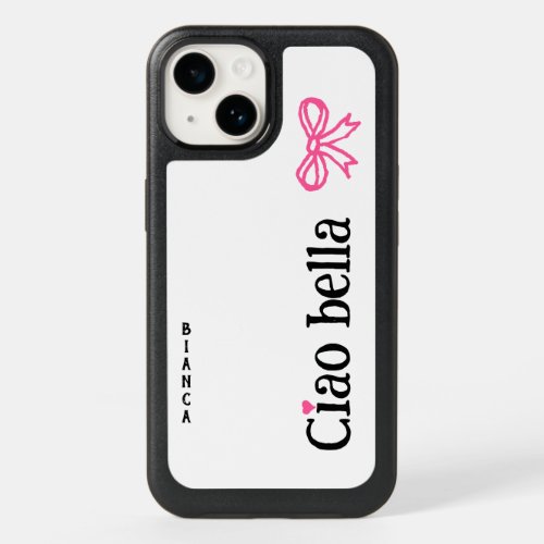 Ciao Bella Pink Heart Ribbon Name Italian Sketch OtterBox iPhone 14 Case