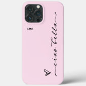 Ciao Bella | Pink Italian Modern Script with Heart Case-Mate iPhone Case (Back)