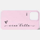 Ciao Bella | Pink Italian Modern Script with Heart Case-Mate iPhone Case (Back (Horizontal))