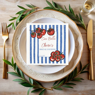 Ciao bella tomato stripes Italian bridal shower Napkins