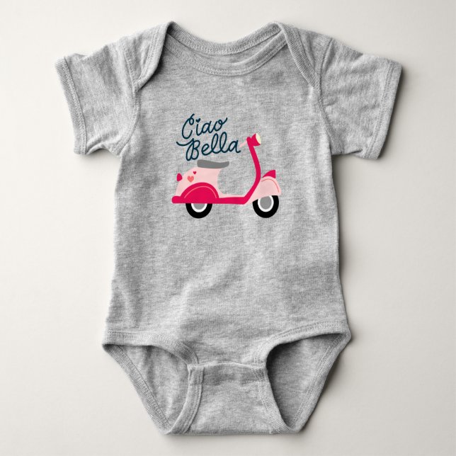 Ciao Bella Vespa Scooter Baby  Bodysuit (Front)