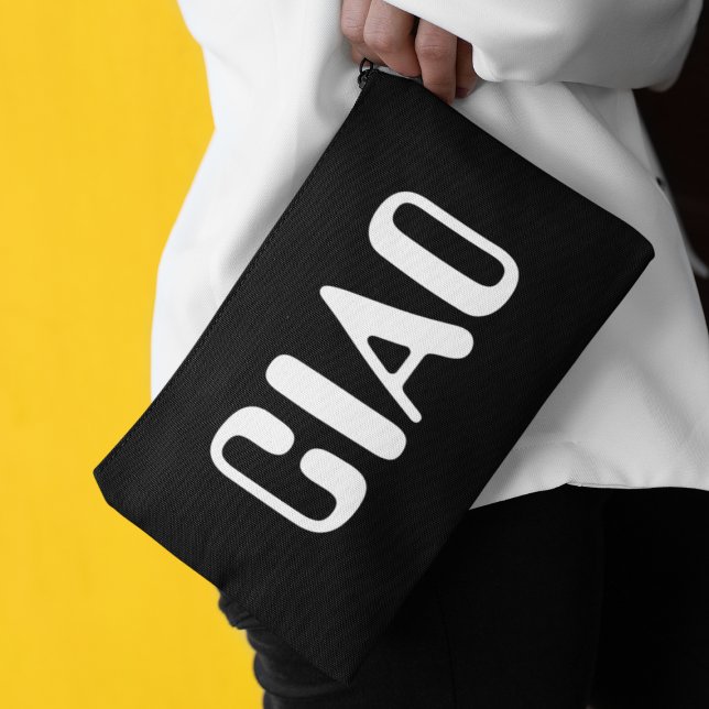 Ciao Black & White Bold Typography Stylish Trendy Accessory Pouch (Creator Uploaded)