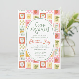 Ciao Friends Italian Hand-drawn Bridal Shower Invitation