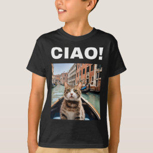 Ciao Funny Gondolier Cat On A Venetian Gondola T-Shirt