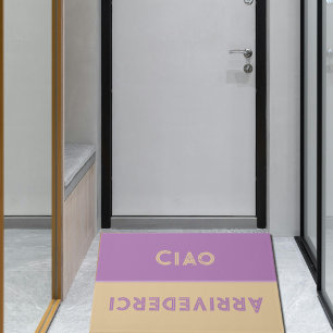 Ciao - greetings in Italian beige&lavender Doormat