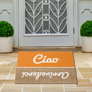 Ciao - greetings in rustic Doormat