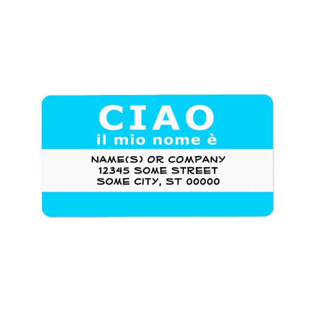 CIAO il mio nome e (blue) Label (Front)
