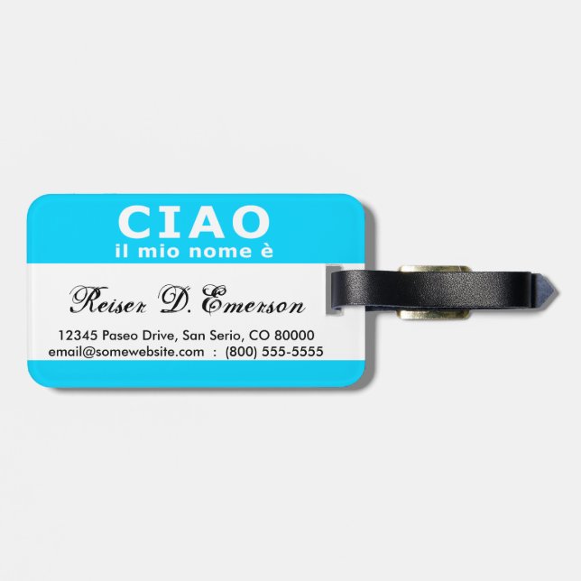 CIAO il mio nome e (blue) Luggage Tag (Back Horizontal)