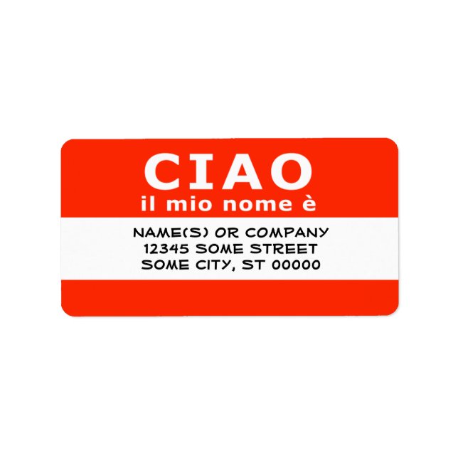 CIAO il mio nome e Label (Front)