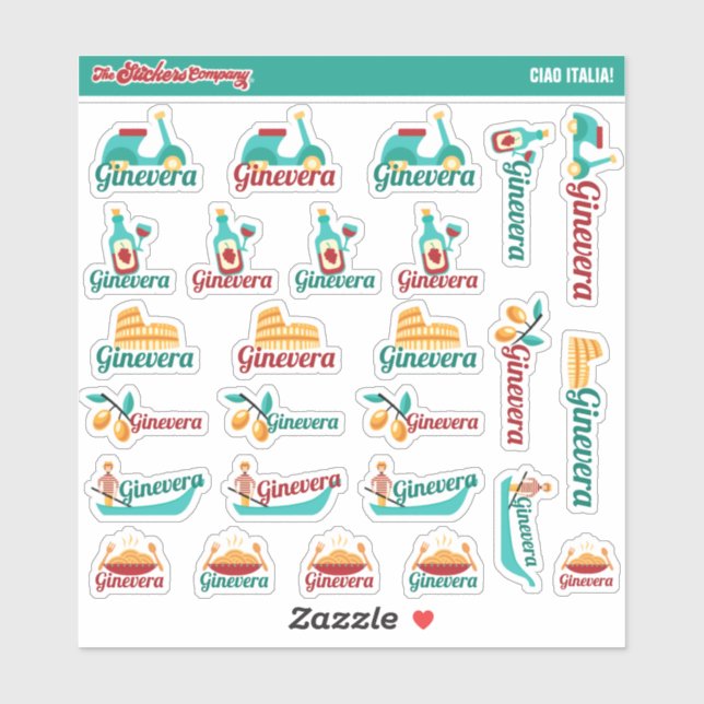 Ciao Italia! Custom Name Labels | Italy Stickers (Sheet)