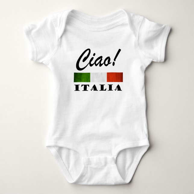 Ciao! Italia Tricolore Green White Red Italy Flag Baby Bodysuit (Front)