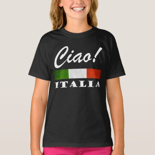 Ciao Italia Tricolore Green White Red Italy Flag T_Shirt
