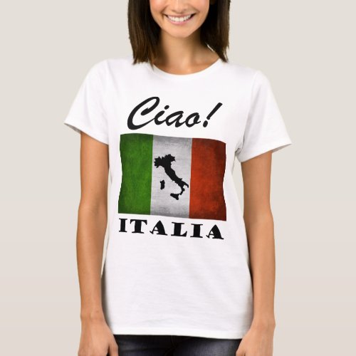 Ciao Italia Tricolore Italian Flag Map of Italy T_Shirt