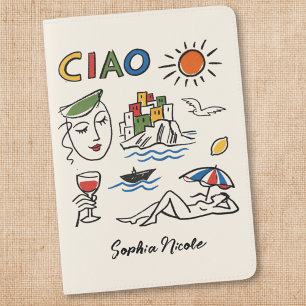 Ciao! Italian Amalfi Coast Hand Drawn Custom Name Passport Holder
