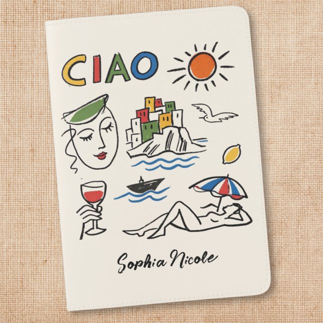 Ciao! Italian Amalfi Coast Hand Drawn Custom Name Passport Holder (Creator Uploaded)