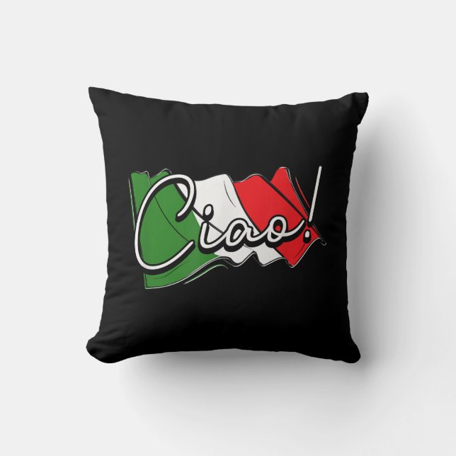 Ciao! - Italian and European Venice Scooter and La Throw Pillow (Front)