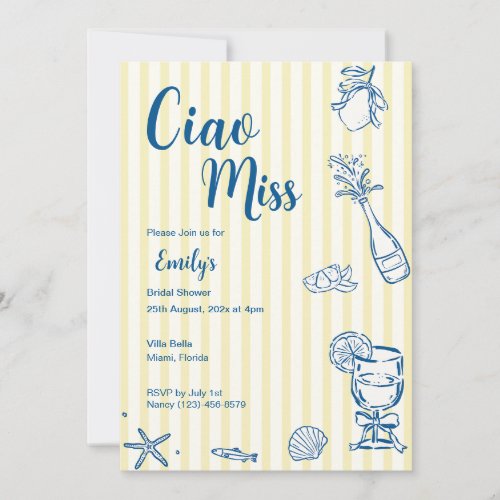 Ciao Miss Bridal Shower Invitation