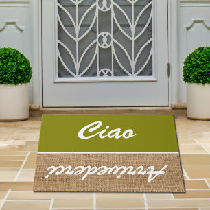 Ciao - olive- burlap rustic Doormat