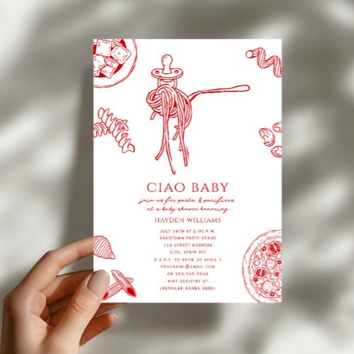 Ciao Pasta & Pacifiers Italian Baby Shower Invitation
