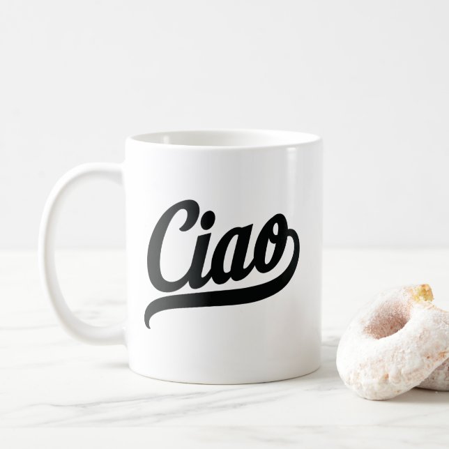 Ciao Script (Black) Coffee Mug (With Donut)