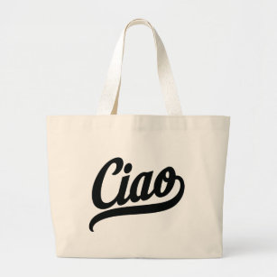 Ciao Script (Black) Large Tote Bag