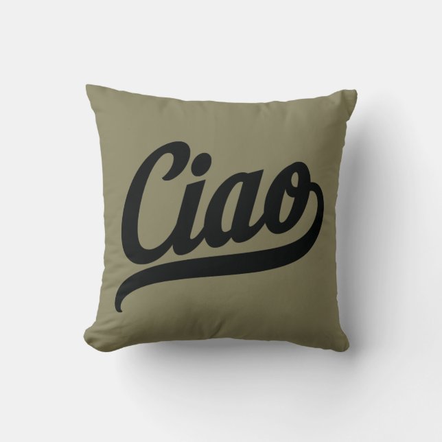 Ciao Script (Black) Throw Pillow (Front)