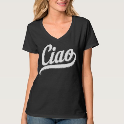 Ciao Script White Decorative T_Shirt
