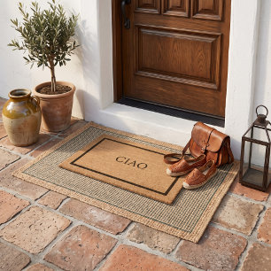 Ciao Simple Custom Greeting Fiber Doormat