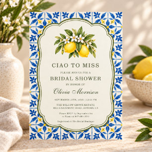 Ciao to Miss Lemon Italian Tile Bridal Shower Invitation