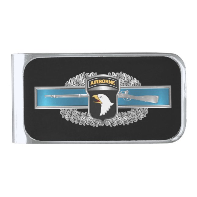 CIB 101st Airborne Division Silver Finish Money Clip (Front)