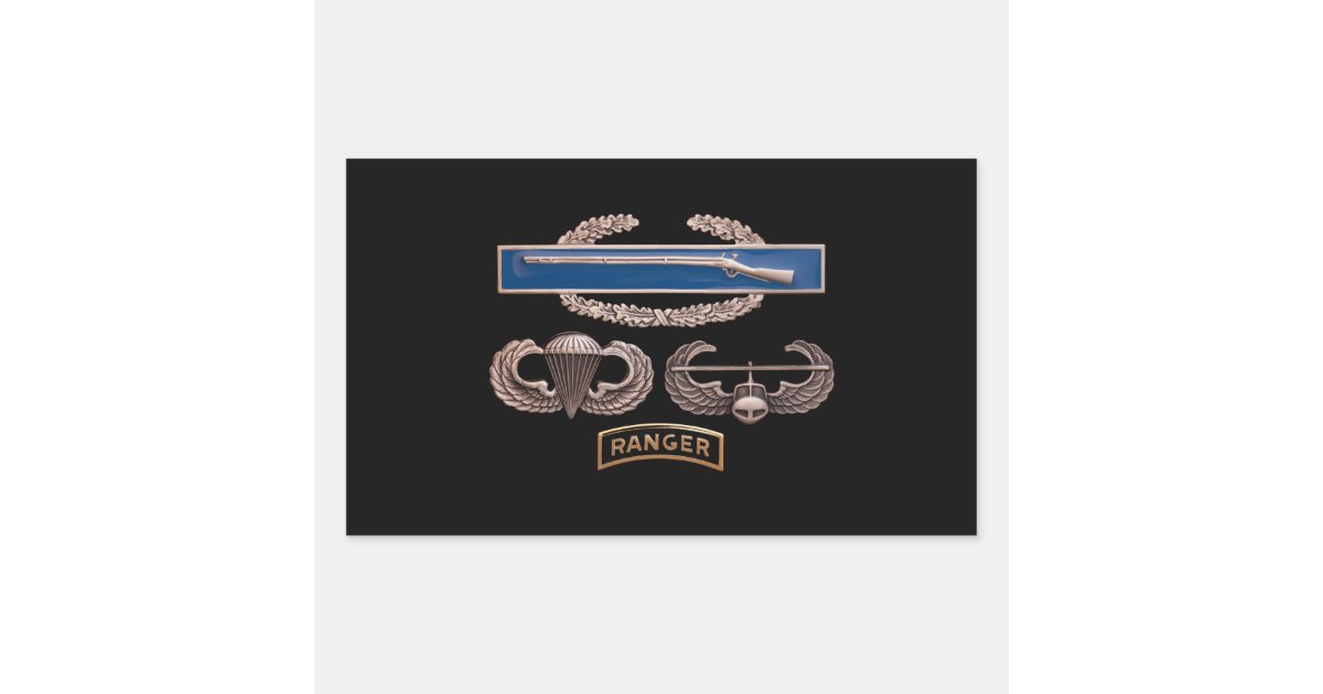 CIB Airborne Air Assault Ranger Rectangular Sticker | Zazzle